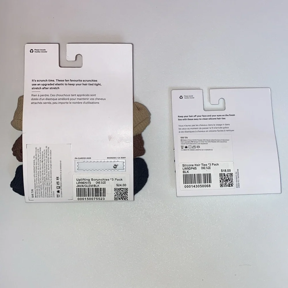 Lululemon Bundle Lot of 2 Uplifting Scrunchies & Silicone Hair Ties‎ NWT